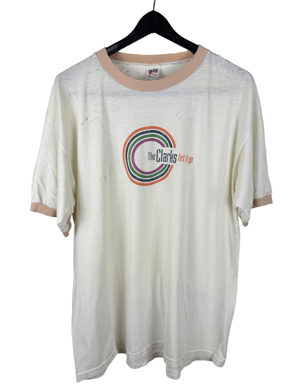 Vintage 90s The Clarks Let It Go Signed Rock Band Music Ringer Shirt Size XL